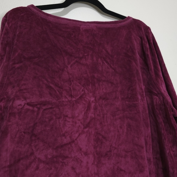 J. JILL PUREJILL Burgundy Crushed Velvet Fall Knee Length Shift Dress Size XL - Picture 7 of 10